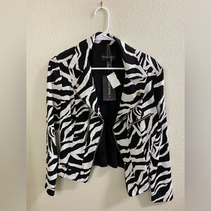 NWT Frank Lyman‎ Design Zebra Print Moto Blazer Size 8